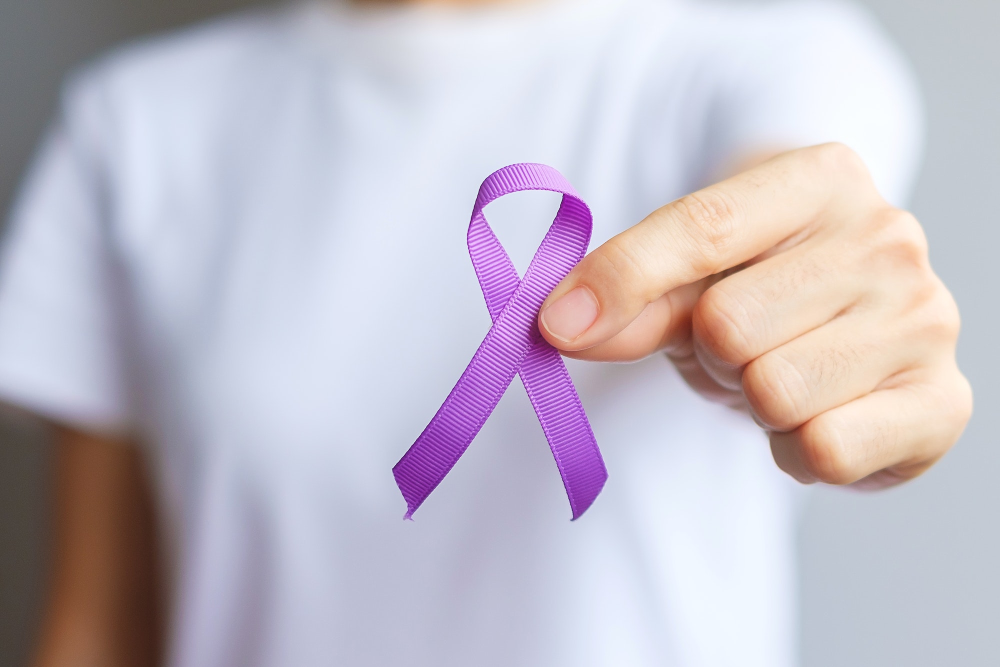 purple Ribbon for Pancreatic, Esophageal, Testicular cancer, world Alzheimer, epilepsy and lupus day